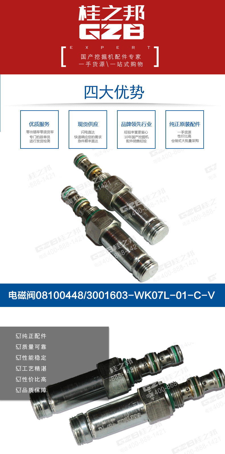 挖掘機電磁閥閥芯