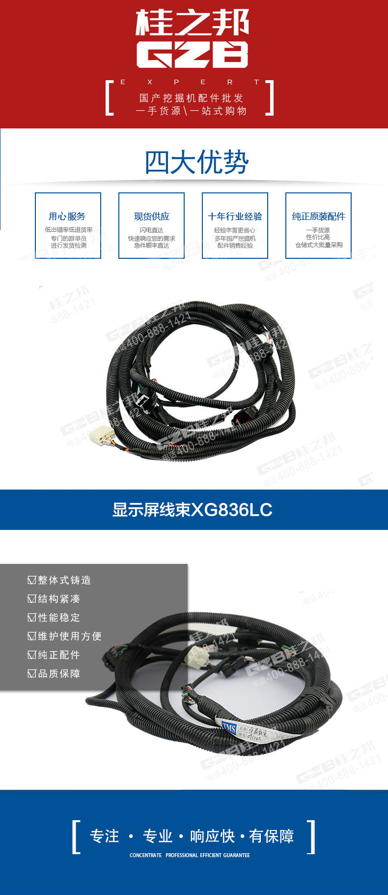 廈工挖掘機顯示屏線束